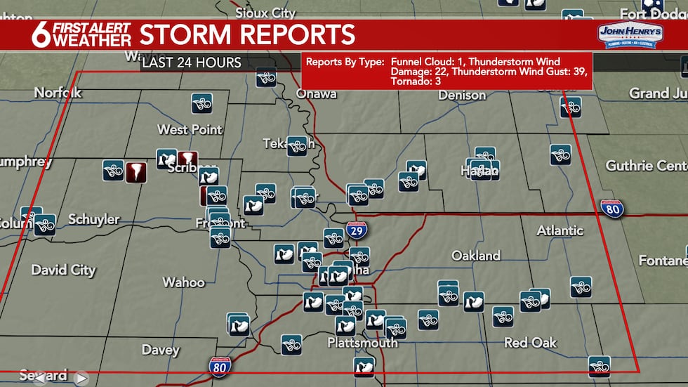 Early reports on wind speeds from the storm that blew through the Omaha-metro early Friday...