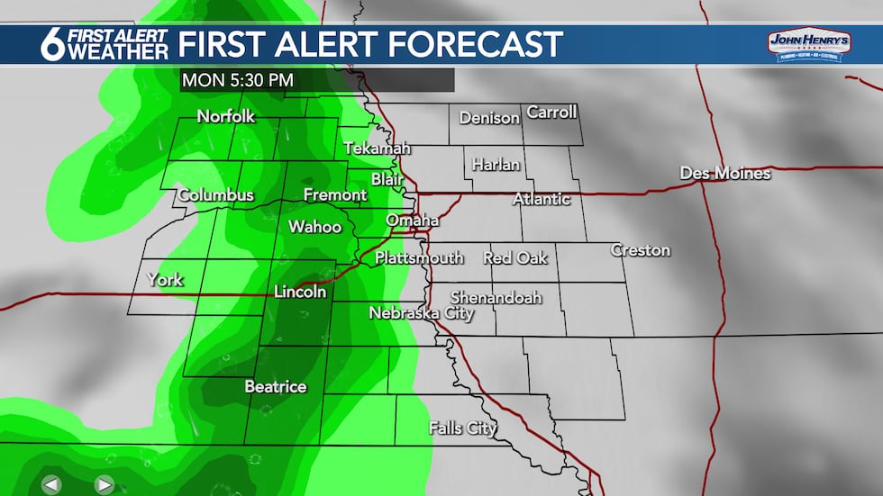 A closed-low will bring a chance for rain Monday night.