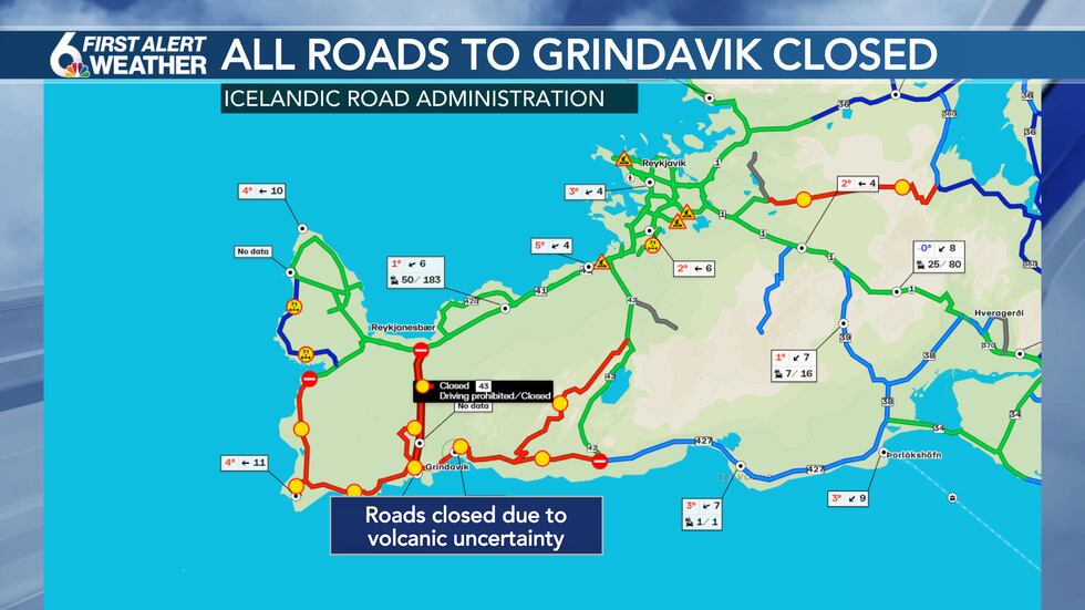 All roads near Grindavik closed in preparation for possible eruption
